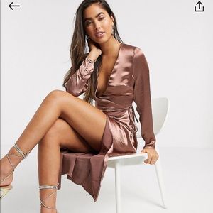 ASOS Design wrap midi dress. Rose satin